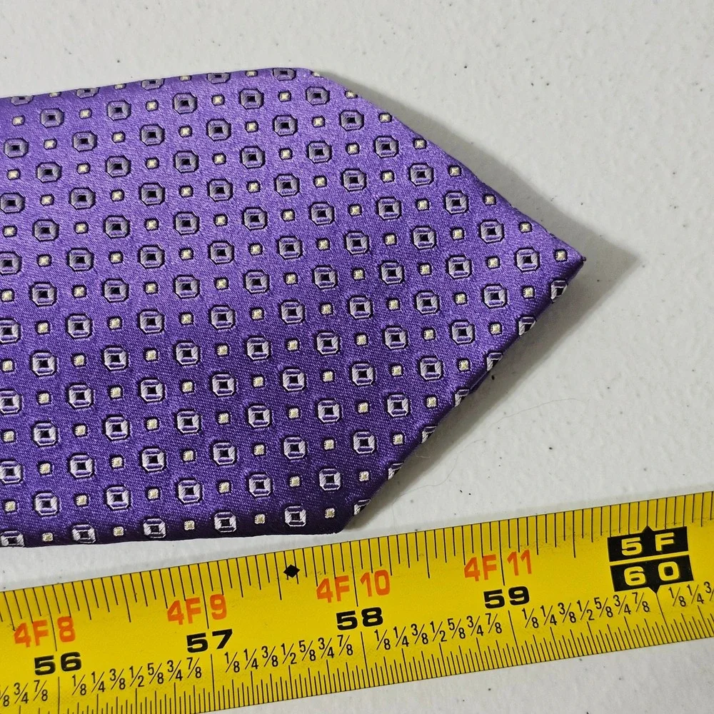 Ermenegildo Zegna Silk Tie Purple Geometric Square Luxury‎ Italian Designer